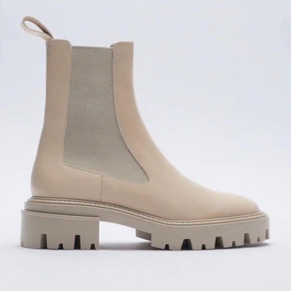 Zara Shoes - Zara Low Heel Nude Ankle Boots. SZ 7.5